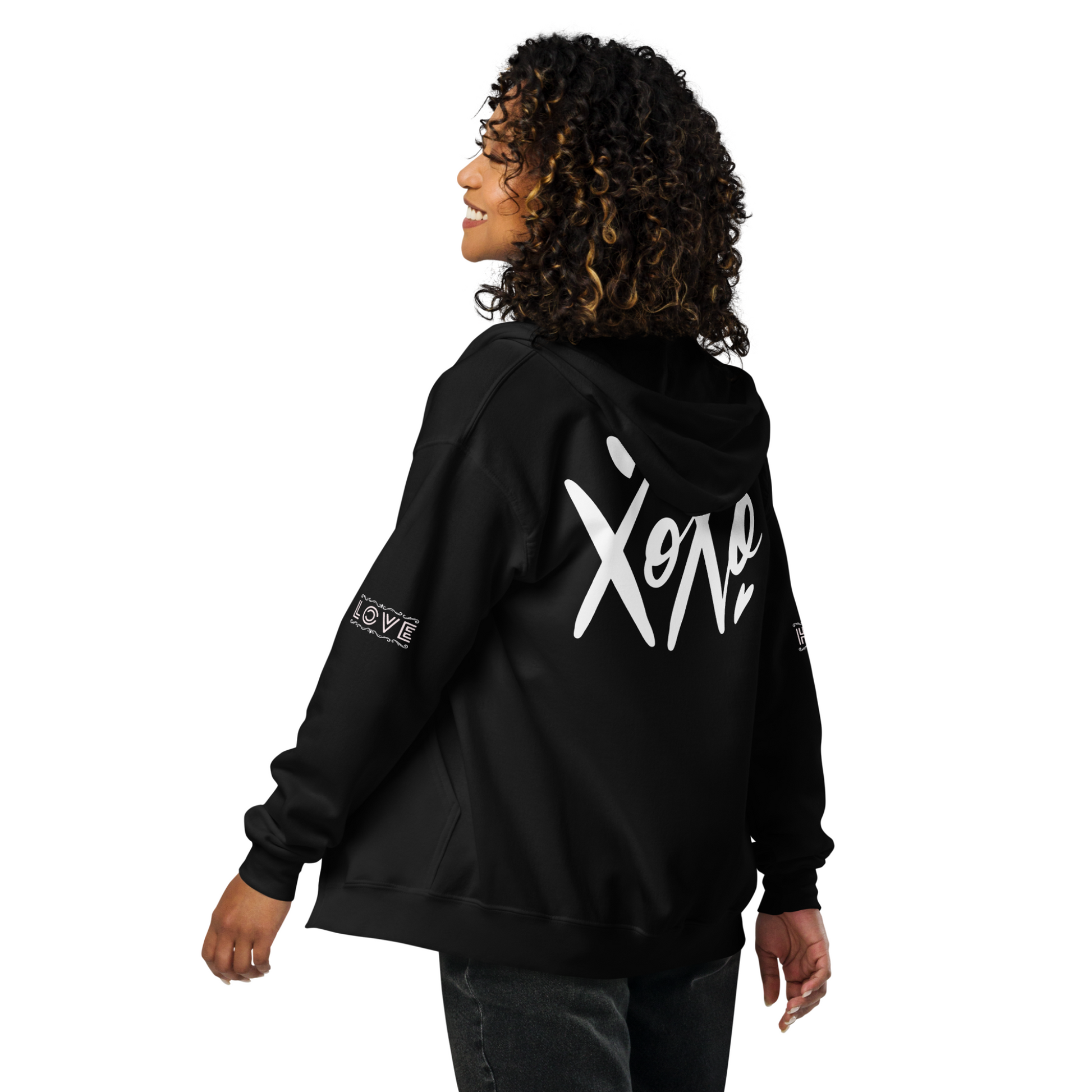 Broken Heart XO Premium Fleece Zipper Hoodie - Ash and Chrome Clothing Co.