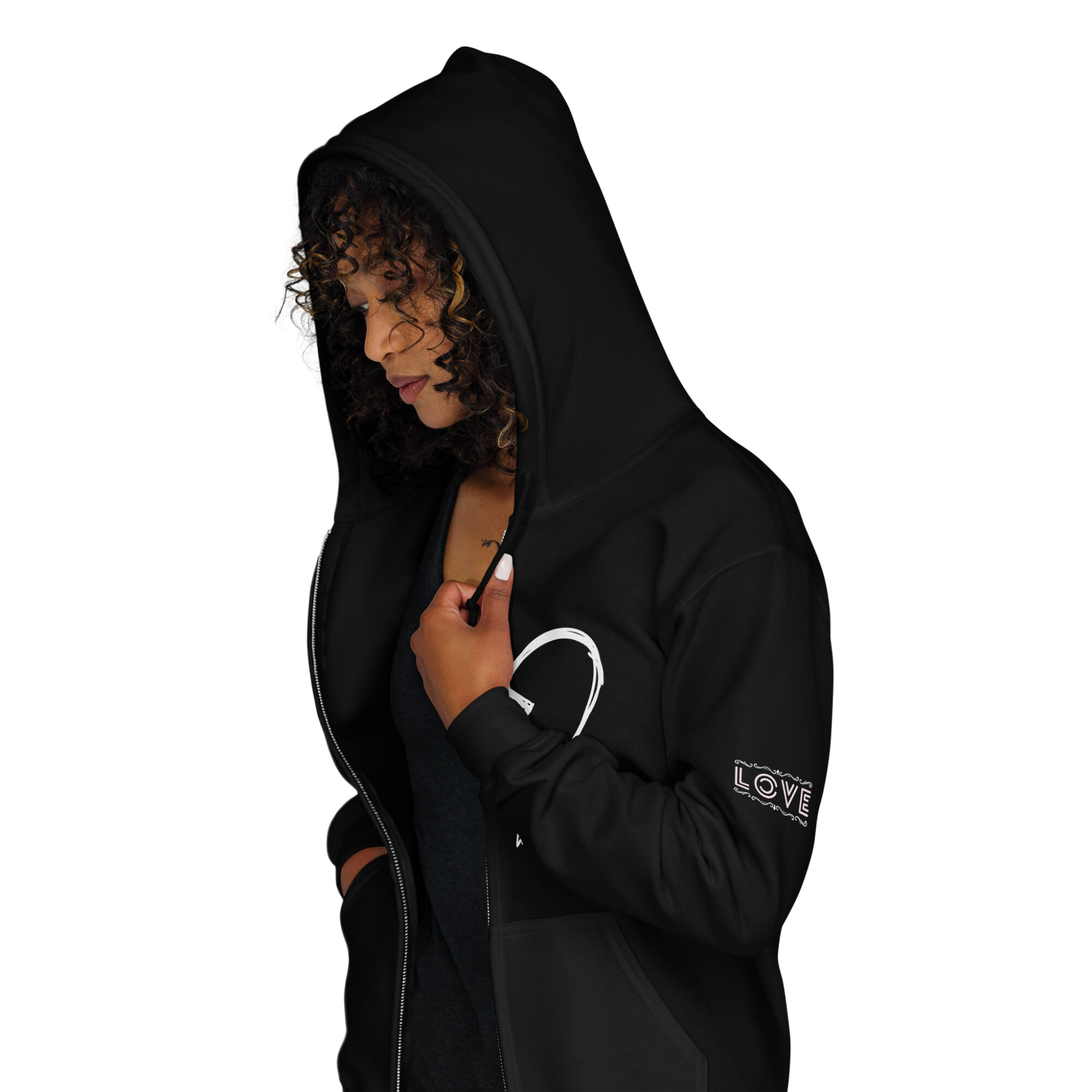 Broken Heart XO Premium Fleece Zipper Hoodie - Ash and Chrome Clothing Co.