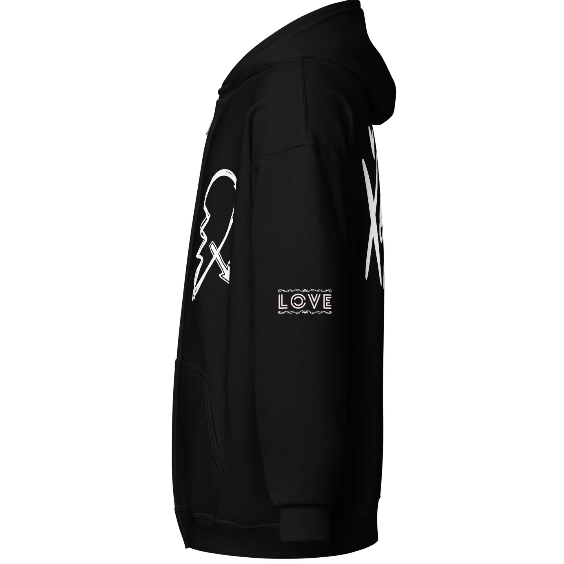 Broken Heart XO Exclusive Fleece Zipper Hoodie - Ash and Chrome Clothing Co.