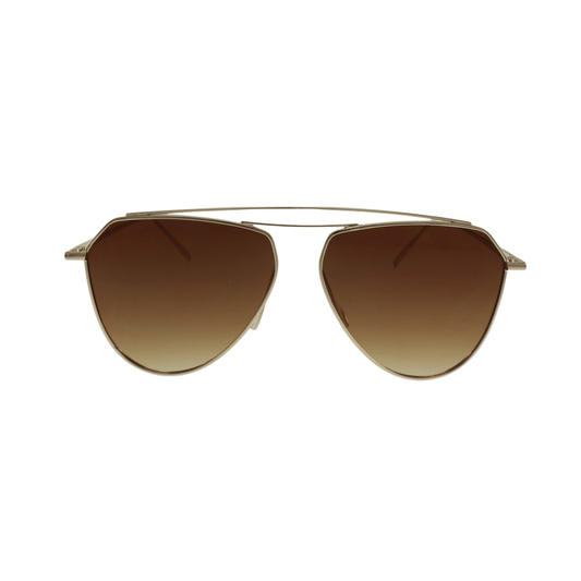 Classic Jonas Gold Aviators by JNY with lightweight metal alloy frame and brown UV400 lenses.