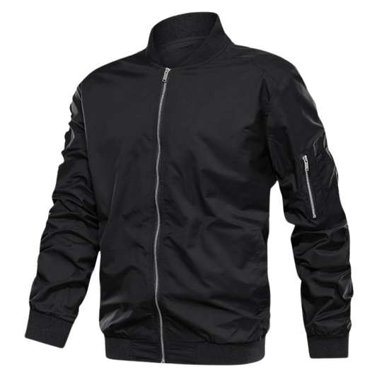 Men's AC Luxe Lightweight Bomber Jacket with Zipper Pocket Sleeve - Ash and Chrome Clothing Co LLC