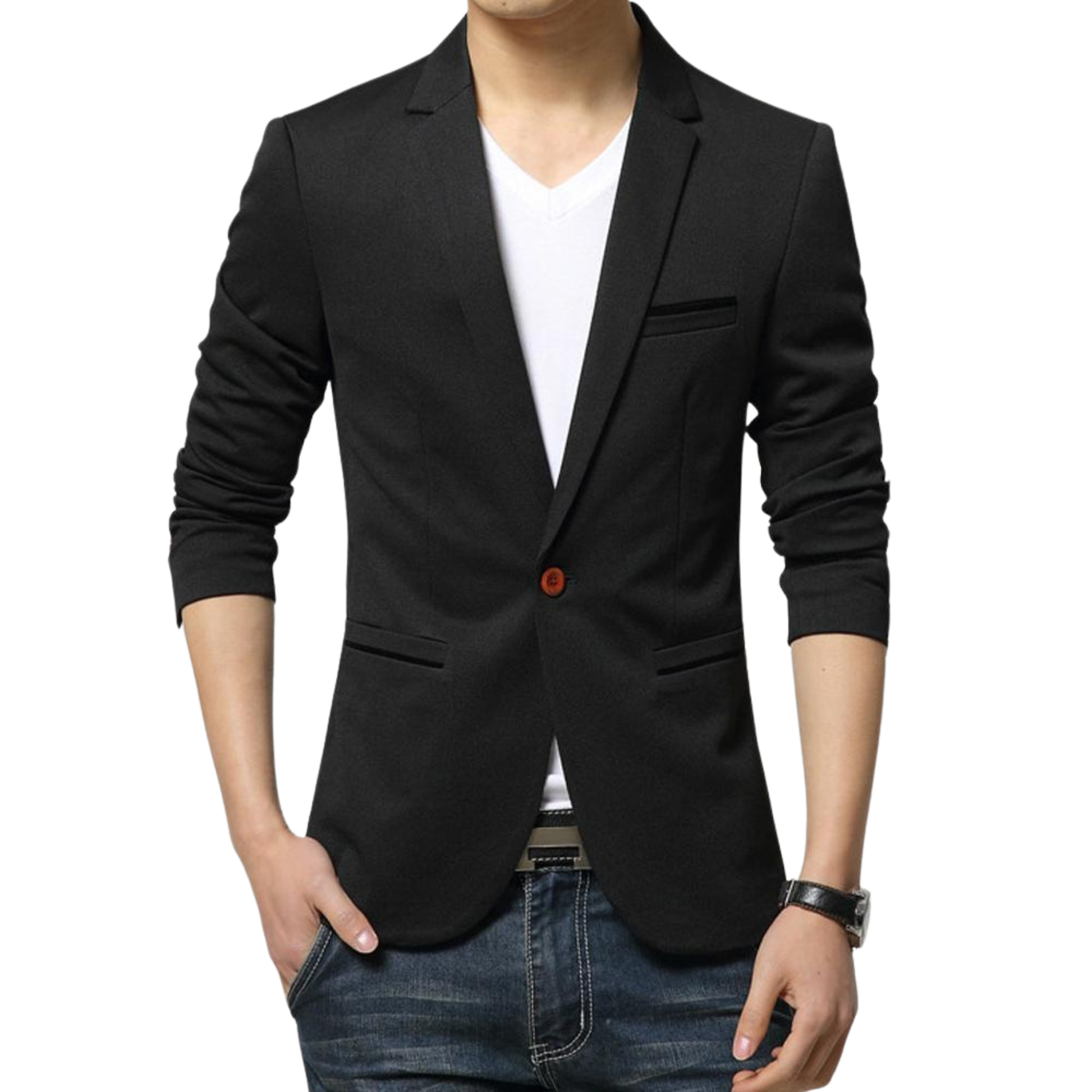 Man wearing a black slim fit blazer