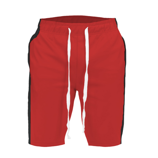 A pair of red basketball shorts